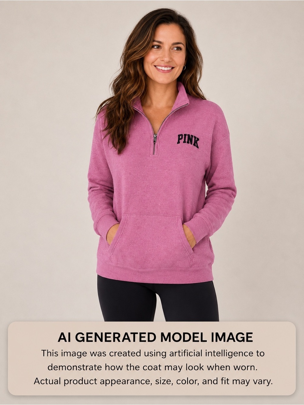 Pink by Victoria Secrets Pullover sweatshirt 1/4 Zip Long Sleeve Cotton Blend